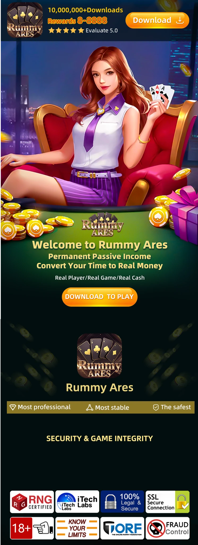 Rummy Ares game download page, click to download now.